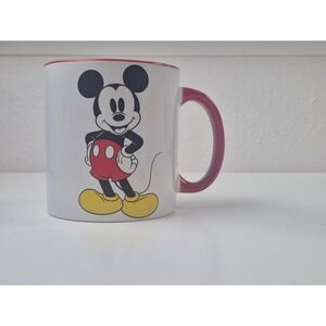 Disney Mickey Mouse Coffee Mug White Red Interior Ceramic Dishwasher Safe Cup